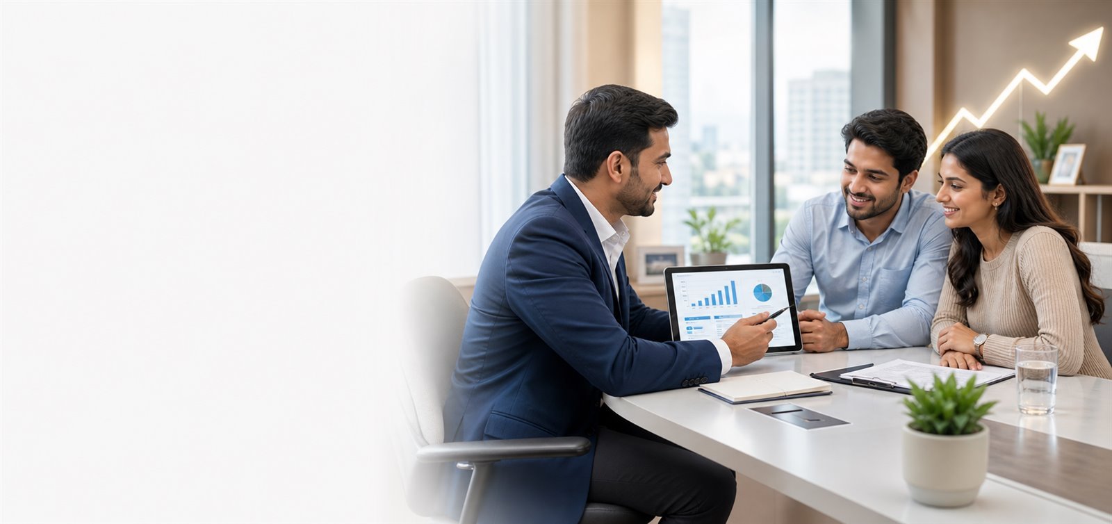 Financial advisor guiding a couple through a growth plan