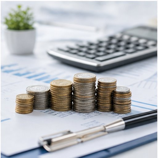 Coins and calculator representing tax planning