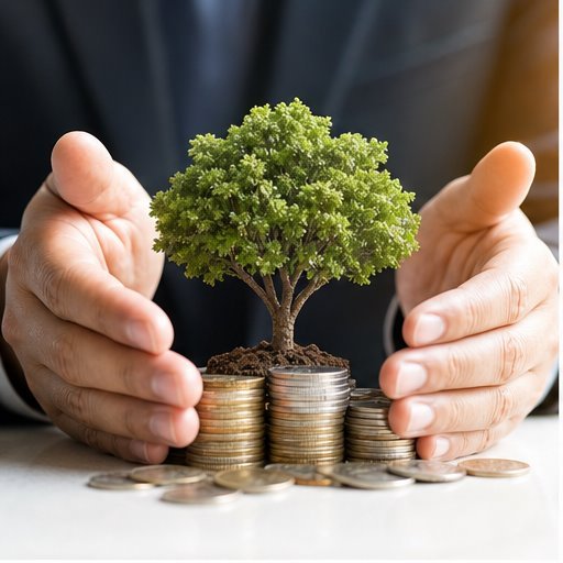 Tree and coins representing wealth management