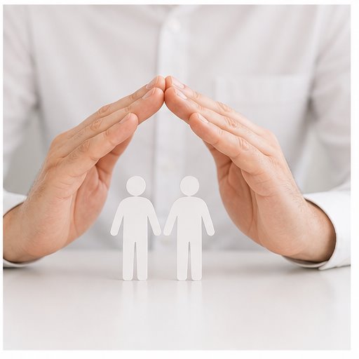 Hands protecting two adults, representing term insurance