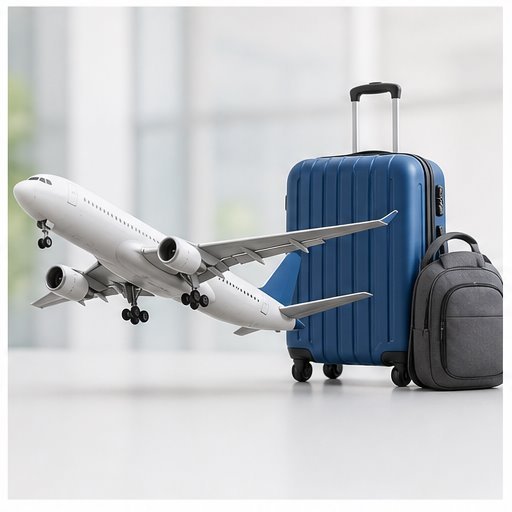 Aircraft and luggage representing travel insurance