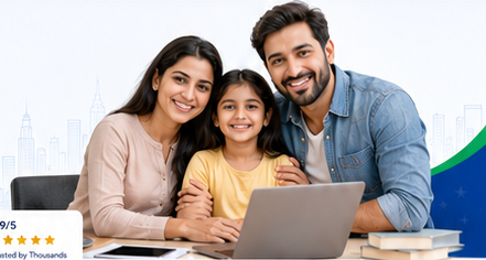 Happy family choosing a personal loan